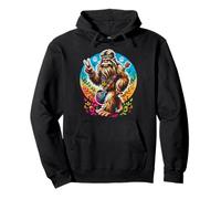 Hippie Bigfoot Peace Sign Tie-Dye Forest Vibes and flowers Pullover Hoodie