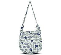Hippie Boho Crossbody Bag for Women - Handmade Cotton Sling Messenger Purse | Lightweight Earthy Style Everyday Shoulder Bag Black (Neko-Cat)