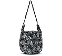 Hippie Boho Crossbody Bag for Women - Handmade Cotton Sling Messenger Purse | Lightweight Earthy Style Everyday Shoulder Bag Black (White-Owl)