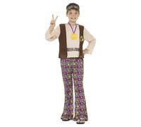 Hippie Boy 70s Fancy Dress Costume Kids Large - Age 10-12