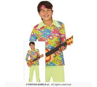 Hippie Boy Costume 60s 70s Hippy Fancy Dress Outfit Boys Girls Age 3-12