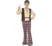 Hippie Child Costume 60s 70s Boys Hippy Fancy Dress Outfit Kids Summer Party