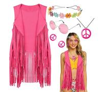 Hippie Costume Set for Women, Halloween Carnival, Disco Outfit, Hippie Accessories, Hippie Costume, Soft Hippie Costume, Hippie Accessories, Disco Outfit, Fringed Detail for Halloween, Birthday