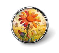 Hippie Daisy Badges Pin, Personalized Exquisite Round Badge, 1 Inch Button Pins for Women And Men, Decorative Metal Round Brooch for Clothing, Backpacks, And Hats