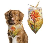 Hippie Daisy Dog Bandana, Soft Breathable Pet Scarf, Personalized Dog Bib Kerchief for Small Medium Large Dogs Cats, Exquisite Pet Neckerchief for Daily Wear, Travel, Party