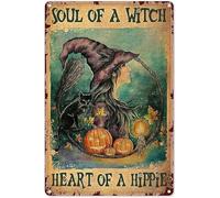 Hippie Decortions For Home Peace Decortions Hippy Wall Art Witch Halloween Soul Of A Witch Heart Of A Hippie Poster Hippy Room Decor,Vintage Metal Aluminum Sign 8x12 Inch