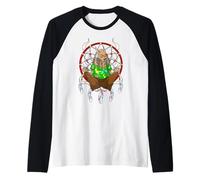 Hippie Dog Dreamcatcher Wolf Spirit Animal Psychedelic Art Raglan Baseball Tee