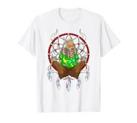 Hippie Dog Dreamcatcher Wolf Spirit Animal Psychedelic Art Value Graphic T-Shirt, Men, White, M