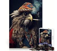 Hippie Eagle Smoking Adult Jigsaw Puzzle1000 Pieces Cognitive Train Indoor Fun Pattern Build (50x75cm)