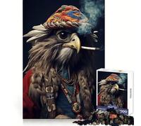 Hippie Eagle Smoking Puzzle for Adults 1000 Pieces Logic Game Creative Fun Pattern Assemble Unique Gift (38x26cm)