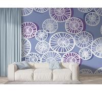 Hippie Floral Bohemian Wall Mural, Self Adhesive Wallpaper Peel and Stick, Hand Drawn Mid Century Home Decor Photo Wallpaper, Silk Cloth Wall Sticker for Living Room & Bedroom, 450x315 cm - F-979