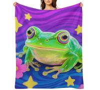 Hippie Frog Blanket Soft Cozy Throw Blanket Lightweight Flannel Blankets Travel Bed Blanket for Couch,Sofa,Bed,Chair,Camping, Picnic Warm and Cozy for All Seasons 40"x50"