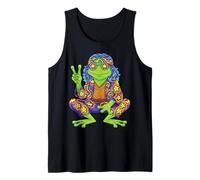 Hippie Frog Peace Hand Sign Tie Dye Retro 60s 70s Vintage Tank Top