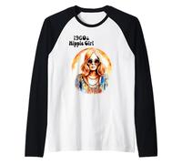 Hippie Girl 1960s and 1970s Raglan Baseball Tee