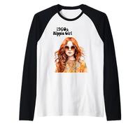 Hippie Girl 1960s and 1970s Raglan Baseball Tee