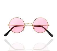 Hippie Glasses Like 70s 80s Pink Round Sunglasses Accessories for Fancy Dress and Carnival