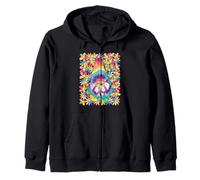 Hippie Gnome Groovy Flower Peace 60s 70s Funny Retro Zip Hoodie