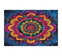 Hippie Henna Mandala Floral Placemats Set of 1 for Dining Table Washable Non Slip Placemat for Christmas Holiday Birthday Party Table