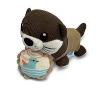 HIPPIE HIPPO Cute Otter Dog Toy Adorable & Durable Plush Chew Pet Toy with Bell Sound Tough Stuffed Animal Toy for Medium & Large Dogs for Cuddling & Playing (12.6", Brown, 6 Small Metal Bells)