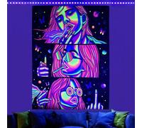 Hippie Hippy Wall Tapestry Trippy Smoking Tapestries Blacklight Tapestry for Stoner Bedroom Room Decor Weed Accessories Smoke Tapestrys Marijuana Cannabis High ST Poster Trippy Room Decor 59” x 51”
