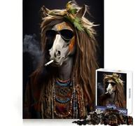 Hippie Horse Smoking Jigsaw Puzzle for Adults 1000 Pieces Cognitive Train Clear Tone Pattern Assemble Birthday Art Gift (38x52cm)