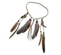 Hippie Indian Feather Shape Headband Boho Weave Feathers Hair Rope Headdress
