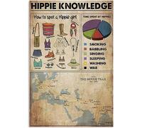 Hippie Knowledge Metal Signs How To Spot A Girl Tin Posters Infographic Guide Aluminum Plaque Home Club Room Wall Decor 8"x12"