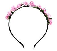 Hippie Love Flower Garland Crown Festival Wedding Hair Wreath BOHO Floral Headband (Pink Flower)