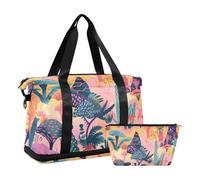 Hippie magic landscape large night bag, carry-on bag and luggage with adjustable trekking belt folding, Hippie magic landscape, 1 size, Hippie Magical Landscape, 1 size