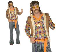 Hippie Mens Costume 1960s 70s Hippy Adults Fancy Dress Sonny Outfit