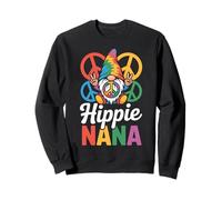 Hippie Nana Funny Groovy Peace Sign Gnome Tie Dye Sweatshirt