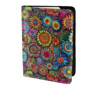 Hippie Pattern Print 5.5in Passport Travel Document Wallet Case Stylish Secure Men Women For Travelers, Black, One Size