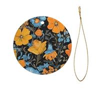 Hippie Pattern Print Christmas Tree Ceramic Hanging Round Shaped Christmas Tree Pendants Family Gatherings Holiday Party Decor.