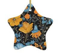 Hippie Pattern Print Christmas Tree Ceramic Hanging Star Shaped Christmas Tree Pendants Family Gatherings Holiday Party Decor.