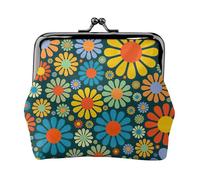 Hippie Pattern Print Coin Purse for Women Compact Kiss Lock Coin Pouch Zipper Travel Shopping Gifting