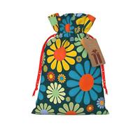 Hippie Pattern Print Drawstring Gift Reusable Bags Eco-Friendly Pouches Holiday Birthday Favors Sack