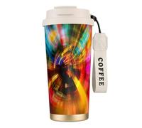Hippie Pattern Print Insulated Coffee Mug, 316 Stainless Steel Vacuum Travel Cup, Keep Hot And Cold