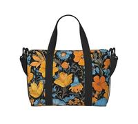 Hippie Pattern Print Large Travel Duffel Bag Foldable Lightweight Weekender Bags, Carry On Overnight Tote Bags, Gym Duffel Bags Hospital Bags Yoga Bags For Women Men, Black, One Size
