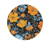 Hippie Pattern Print Leather Coaster Set of 6 Pieces,Round Heat-Resistant Drinks Coffee Decorative Coaster for Living Room Kitchen,4 in