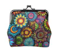 Hippie Pattern Print Stylish Unique Coin Purse Cute Mini Wallet with Kiss Lock Waterproof for Coins