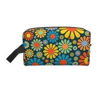 Hippie Pattern Print Travel Makeup Portable Cosmetic Organizer Pouch Large Bag Capacity Storage Bag