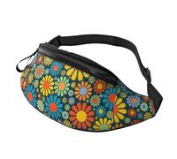 Hippie Pattern Print Waist Bag for Travel Hiking Cycling and Running Festival Gear Storage Unisex Pack
