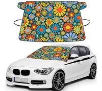 Hippie Pattern Printed Car Glass Shield, Waterproof Fabric Snow Guard, Anti Aging Interior Sun Protection