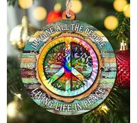 Hippie Peace - Christmas Tree Decoration Wooden Ornament