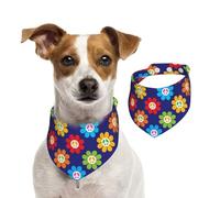 Hippie Peace Daisy Flower Dog Bandana Adjustable Pet Triangle Bib Dog Scarf Kerchief Accessories For Dogs And Cats S