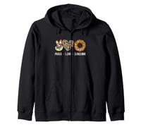 Hippie Peace Love Sunshine Tie Dye Sunflower Boho Vibe Zip Hoodie