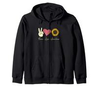 Hippie Peace Love Sunshine Tie Dye Sunflower Boho Vibe Zip Hoodie