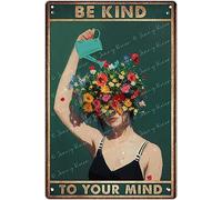 Hippie Room Decor Metal Signs Retro Decor - Be Kind to Your Mind Vintage Tin Sign - Funky Decor Metal Posters Room Decor Aesthetic, Country Girl Decor, Garden Decor, 12x16 Inch