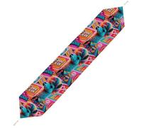 Hippie Sheep Table Runner for Dining Table, Short Plush Runners Washable & Durable Tablerunner Modern Home Decor for Wedding, Kitchen, Holiday 178*33cm