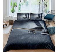 Hippie Skateboard Duvet Cover Set Sports Hipster Bedding Set for Kids Boys Teens 3D Skate Board Comforter Cover Hip Hop Street Culture Bedspread Cover Bedroom Collection 3Pcs Double Size